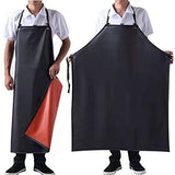 RUIBOLU Waterproof Rubber Vinyl Black Work Apron 43" Adjustable Bib for Dishwashing, Lab, Butcher, Garden,Dog Grooming aprons.1 PACK RUIBOLU