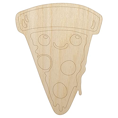 Cute Kawaii Pepperoni Pizza Unfinished Wood Shape Piece Cutout for DIY Craft Projects - 1/8 Inch Thick - 6.25 Inch Size - WoodArtSupply