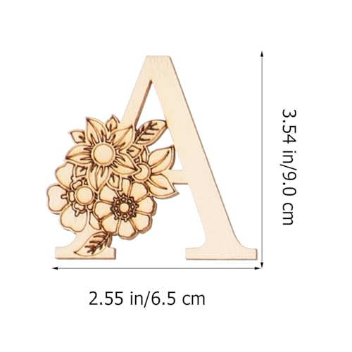 Tofficu Mini Unfinished Wood Alphabet Letters 26pcs Unfinished Mini Blank Wood Letter with Flower for Home Decor, Spelling Education, DIY Homemade Tofficu