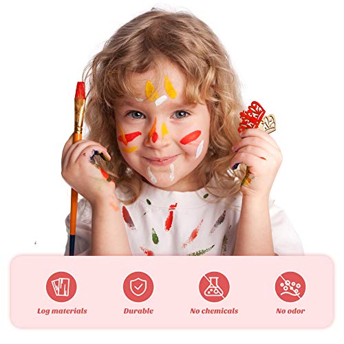 Amosfun 50pcs Cartoon Hollow Out Crown Shape Wooden Pieces Cutouts Craft Embellishments Wood Ornament Manual Accessories for DIY Art Amosfun