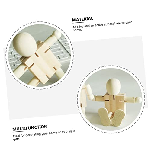 COHEALI 5pcs White Embryo Robot Wood Robot Figure Unfinished Peg Dolls Kids Painting Art Crafts Natural Ornaments Peg People Kit Wood Doll Figures