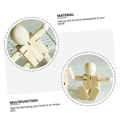 COHEALI 5pcs White Embryo Robot Wood Robot Figure Unfinished Peg Dolls Kids Painting Art Crafts Natural Ornaments Peg People Kit Wood Doll Figures