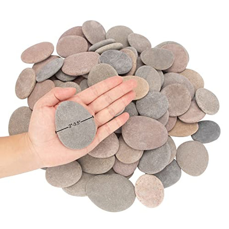 [About 95 PCS - 100 PCS](18 Pounds) Painting Rocks,River Rocks,2.2"-3.5" Craft Rocks,Flat Rocks,DIY Stones,Smooth Rocks,Rock Painting,Rocks for Arts CFKJ