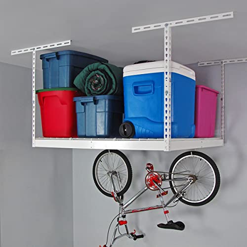 SafeRacks Overhead Garage Storage Rack - Heavy Duty Racks for Garage with 250 lb Capacity, Easy Garage Shelving, Adjustable Storage Rack, Ceiling - WoodArtSupply