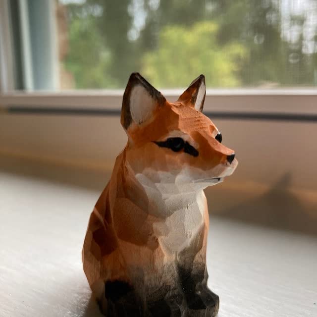 Selsela Red Fox Wood Ornament Hanging Figurine Handmade Carved Decoration Selsela