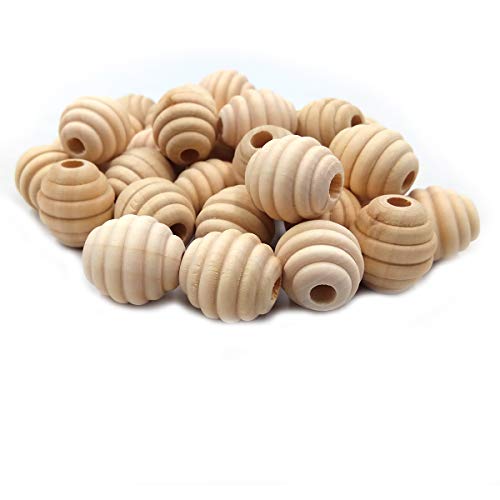 50pcs 20mm Unfinished Wood Threaded Wooden Spacer Loose Honeycomb Round Beehive Beads Home Decoration Accessories DIY Wood Crafts - WoodArtSupply