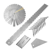 Jiayouy 13 Pieces Luthier Tools Including 32 Blades Feeler Gauge 9pcs Understring Radius Gauge Guitar Neck Notched Straight Edge String Action Gauge Jiayouy