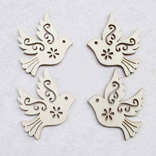 SEWACC 20pcs Wooden Birds Slices Unfinished Wood Pigeon Cutouts Animals Ornaments Wood Cartoon Pieces Embellishments Slices Decoration for DIY Crafts