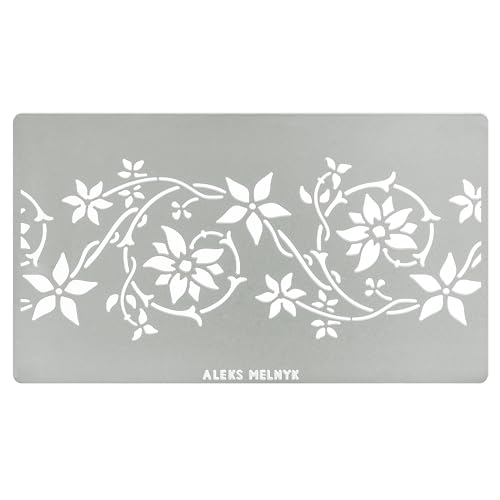 Aleks Melnyk No.257 Metal Stencil, Swirls, Ornaments, Flowers Vine, Patterns, Border, Small Stencil, 1 PC, Template for Wood Burning, Engraving, - WoodArtSupply