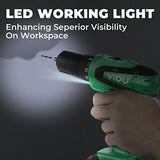 YIOU 20V MAX Cordless Drill, 18 Position Clutch Drill with 23PCS Drill Set, 3/8 Inches Keyless Chuck Power Drill and Battery Charger, Green Driller YIOU