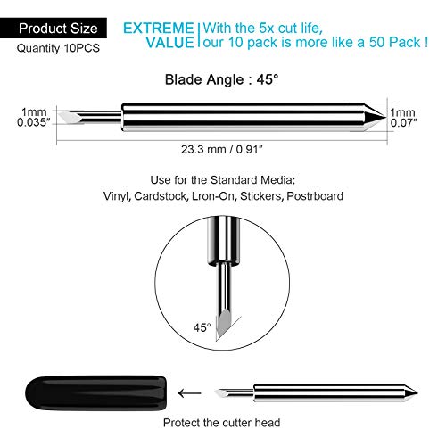 Hadwoer Cutting Blades Compatible with Explore Air/Air 2/Explore Air 3, 10PCS Premium Fine Point Blade Compatible with Maker/Maker 3 Cutting Machines Hadwoer