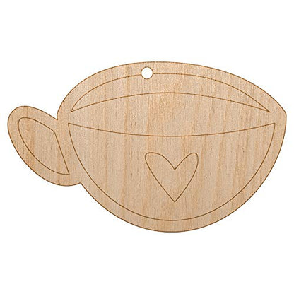 Fun Cup of Tea Coffee with Heart Unfinished Craft Wood Holiday Christmas Tree DIY Pre-Drilled Ornament - WoodArtSupply