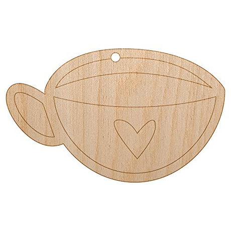 Fun Cup of Tea Coffee with Heart Unfinished Craft Wood Holiday Christmas Tree DIY Pre-Drilled Ornament Sniggle Sloth