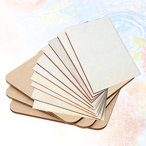 Healifty 24pcs Craft Wooden Slices Wooden Log Wooden Embellishments Wooden Gift Tag Wooden Coasters Unfinished Wood Shapes Rectangular Wood Slices Healifty