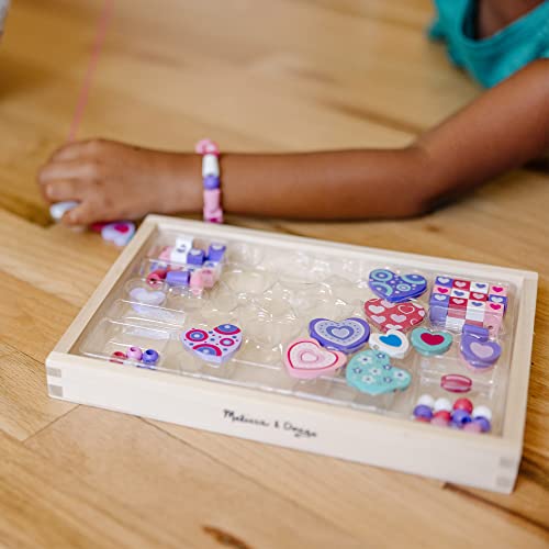 Melissa & Doug Created by Me! Heart Beads Wooden Bead Kit, 120+ Beads and 5 Cords for Jewelry-Making - WoodArtSupply