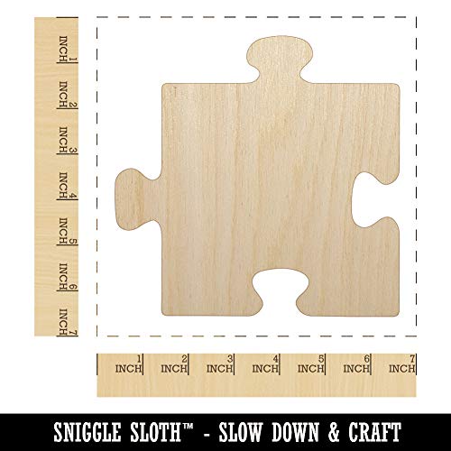 Puzzle Piece Solid Unfinished Wood Shape Piece Cutout for DIY Craft Projects - 1/4 Inch Thick - 6.25 Inch Size