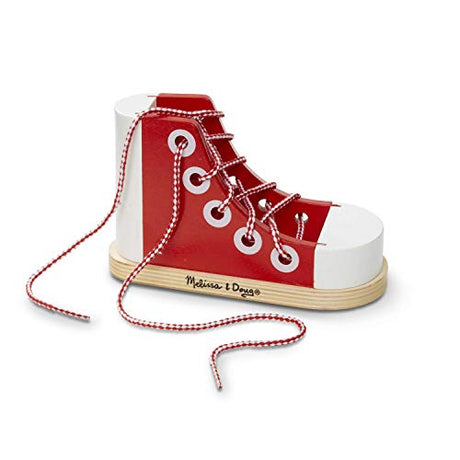Melissa & Doug Deluxe Wood Lacing Sneaker - Learn to Tie a Shoe Educational Toy - Shoe Tying Practice For Kids, Developmental Toys For Preschoolers Melissa & Doug
