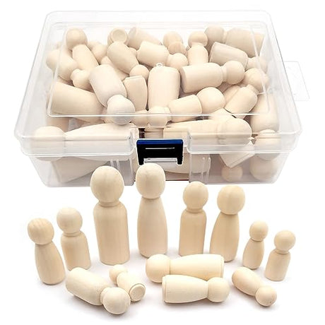 50 Pack Unfinished Wooden Peg Dolls, Wooden Peg People, Doll Bodies, Wooden Figures, Decorative Peg Doll People for Kids DIY Art Craft, Painting, Peg XHKDSYMC