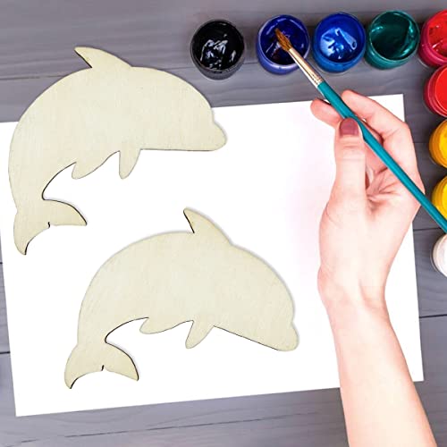 20pcs Unfinished Dolphin Shaped Wood Cut Out Dolphin Wood DIY Crafts Cutouts Blank Wooden Dolphin Shaped Shaped Hanging Ornaments for Wedding - WoodArtSupply