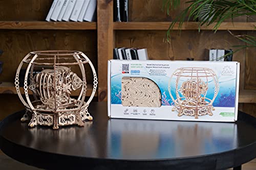 UGEARS 3D Puzzle Mechanical Aquarium - Creative 3D Wooden Puzzles Idea - Aquarium Wood Model Kit - Unique Wooden Puzzle - 3D Puzzles for Adults and