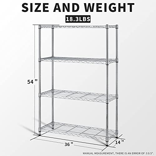 HCY 4-Tier, Shelf Heavy Duty, Shelving Unit NSF Height Adjustable Metal Storage Rack for Laundry Bathroom Kitchen Garage Pantry Organization 1000 LBS HCY