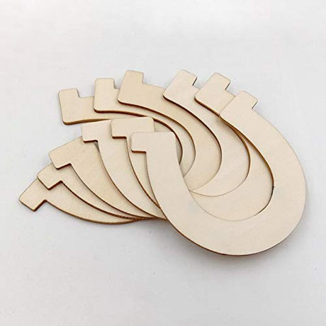 24 Pcs Unfinished Wood Slices Horseshoe Shape Wooden Cutouts Discs DIY Craft Supplies for Home, Party, Wedding and Birthday Decorations Teensery