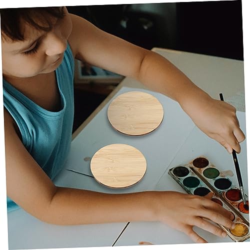 Tofficu 10pcs Round Bamboo Practical Unfinished Circle Bamboo Slices Durable Unfinished Circle Unfinished Bamboo Chips Unfinished Round Chips Tofficu