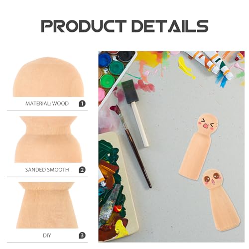 ULTNICE 20PCS Wooden Peg Doll Unfinished Wooden People Bodies Angel Dolls for DIY Craft