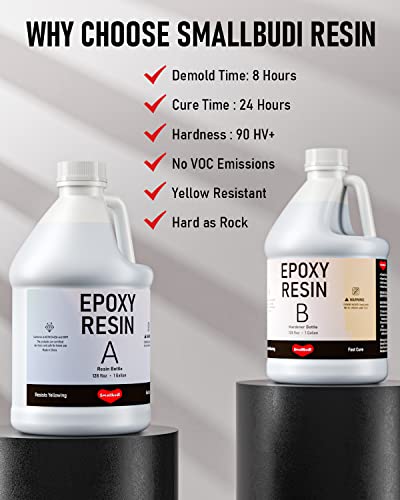 Smallbudi 2 Gallon Crystal Clear Epoxy Resin Kit, High Gloss & Bubbles Free Resin Supplies for Coating and Casting, Molds, Jewelry Making, DIY Art, Smallbudi