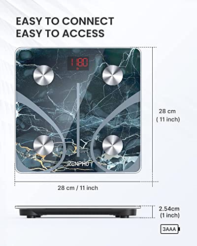 RENPHO Scale for Body Weight, Smart Fat Digital Bathroom Wireless Weight Scale, Composition Analyzer with Smartphone App sync Bluetooth, 396lbs - RENPHO