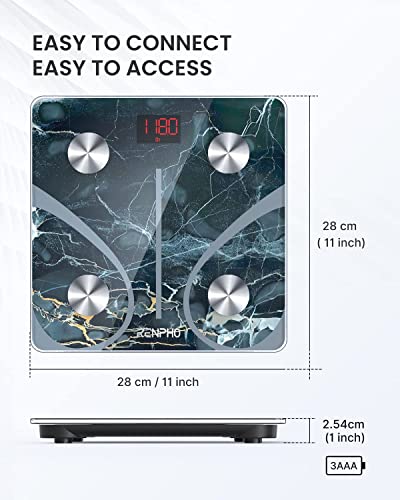 RENPHO Scale for Body Weight, Smart Fat Digital Bathroom Wireless Weight Scale, Composition Analyzer with Smartphone App sync Bluetooth, 396lbs - - WoodArtSupply