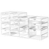 Makeup Organizer With 16 Drawers, 4 Pcs Desktop Office Supplies, Desk Organizers, Clear Desk Accessories, Dustproof Drawer Storage for Make Up, caktraie
