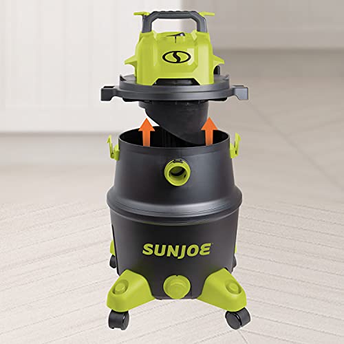 Sun Joe SWD12000 12-Gallon 1200-Watt 6.5 Peak HP Wet/Dry Shop Vacuum, HEPA Filtration, Wheeled w/Cleaning Attachments, for Home, Workshops, Pet Hair - WoodArtSupply