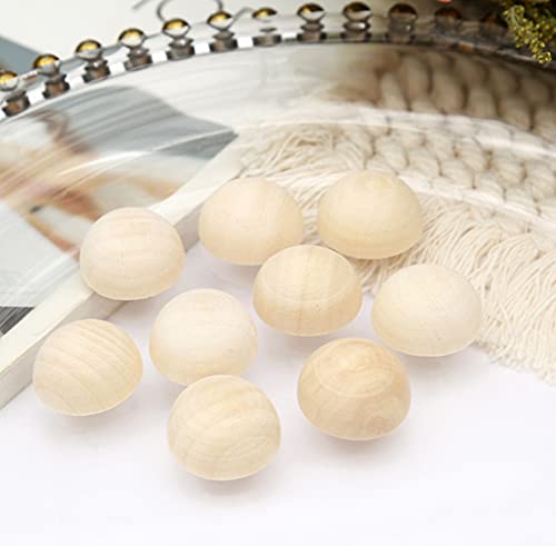 150Pcs Half Wooden Balls, BetterJonny 25 mm Unfinished Crafts Natural Half Beads Split Round Wood Balls for DIY Christmas Ornament DIY Projects