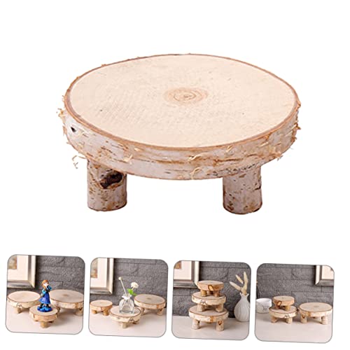 EXCEART 3 Pcs Solid Wood Ornaments Round Wood Cake Stand Cupcake Ornament Wood Tea Light Candle Holders Wood Flower Pot Holder Tiered Tray Wood Slice EXCEART