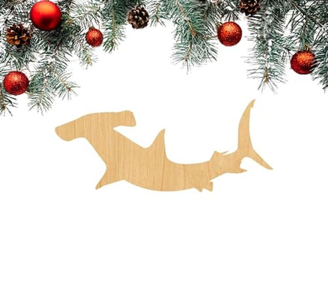3 Pcs Hammerhead Shark Supply 3" Wooden Shape Ornaments Unique Unpainted Smooth Surface Unfinished Laser Cutout Wood Sheets Boards for Crafts 1/8 WoodArtSupply