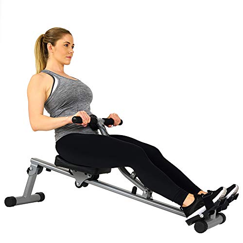 Sunny Health & Fitness SF-RW1205 Rowing Machine Rower with 12 Level Adjustable Resistance, Digital Monitor and 100 KG Max Weight - WoodArtSupply