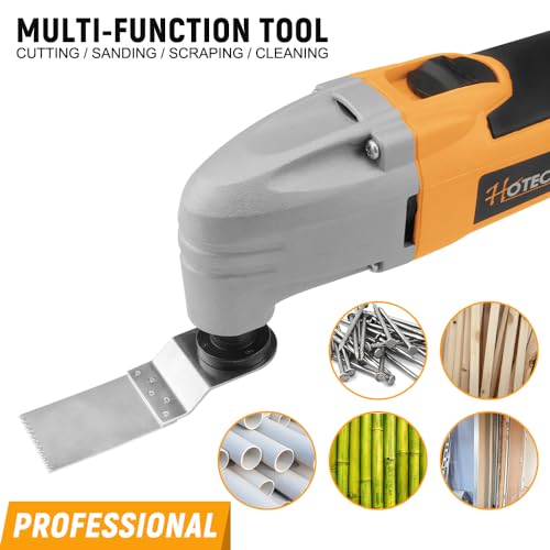 Hoteche 1.6-Amp Oscillating Multi Tool 3° Oscillating Angle Universal Fit Interface Multi-function tool with Blades and Sand Papers Hoteche