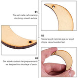 Sewroro 20pcs Moon Wood DIY Crafts Cutouts Moon Shaped Unfinished Wood Slices Hanging Embellishments Wooden Moon (Size 2) Sewroro