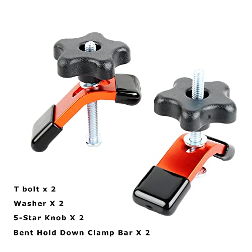 O'SKOOL 2 Pack Mini Hold Down Clamps Kit, 3-1/3” L x 1” Width T-Track CNC Router Clamp - WoodArtSupply