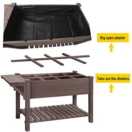 Aivituvin Raised Garden Bed, Elevated Wood Planter Box with Legs Stand for Backyard, Patio, Balcony w/Bed Liner, for Vegetables Flower Herb Aivituvin