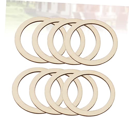 TEHAUX 200pcs Rustic Decor Floral Decor Rustic Frames Unfinished Wood DIY Craft Decor Flat Wooden Rings for Crafts Hollowed Wooden Slice Round