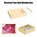 YCOSAN 6 Pack Unfinished Wood Boxes - 6.3 x 4.9 x 1.8 Inch Wood Boxes, Wooden Boxes for Crafts, Small Craft Wooden Box with Sliding Transparency Lid YCOSAN