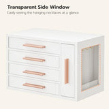 HOOBRO Jewelry Box for Women, Wooden Jewelry Organizer with Transparent Window, 4-Layer Jewelry Organizer Box, Jewelry Holder Organizer for Earrings, HOOBRO