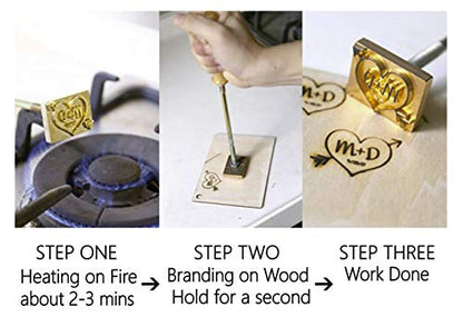 Personalised Brass Wood Branding Iron Stamp - Custom Leather Marking Tool - WoodArtSupply