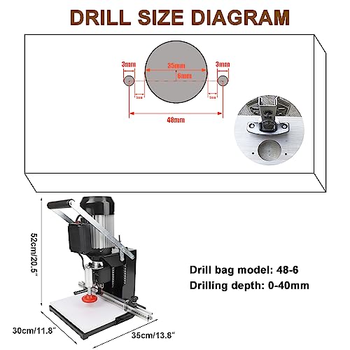 Hinge Drilling Machine, 110V Hinge Boring Machine, Portable Hand-Held Drilling Equipment, Woodworking Hole Drilling Puncher Equipment, Drill Model: - WoodArtSupply