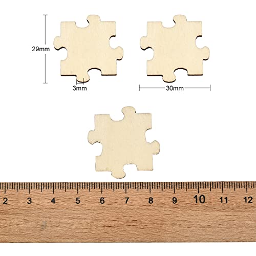 KitBeads 100pcs Random Blank Wooden Puzzle Pieces Laser Cut Unfinished Wood Ornaments Puzzle Shape Wooden Embellishments for Crafts Home Decorations KitBeads