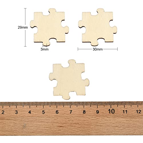 KitBeads 100pcs Random Blank Wooden Puzzle Pieces Laser Cut Unfinished Wood Ornaments Puzzle Shape Wooden Embellishments for Crafts Home Decorations