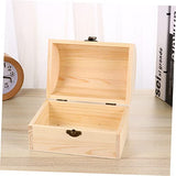 VOSAREA Wooden Case Jewelry Storage Wooden Treasure Chest Wooden Jewelry Unfinished Pine Wood Craft Case Organizer Wood Case Arched Lock Case Manual VOSAREA