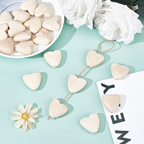 OLYCRAFT 20pcs Natural Wood Heart Beads 30mm Cherry Wooden Beads with 2mm Hole Unfinished Wood Beads Heart Shape Loose Wooden Beads for Crafts DIY OLYCRAFT
